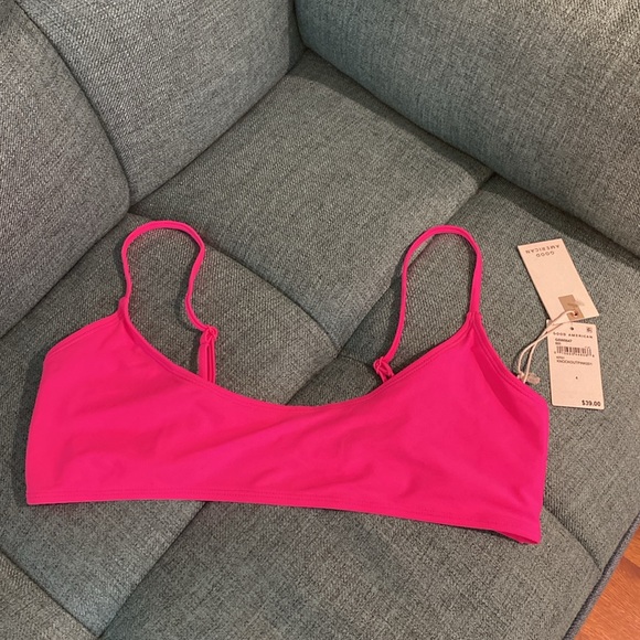 Good American Womens Deep Scoop Knockout Pink Bikini Swim Top Sz.XL - Picture 3 of 7